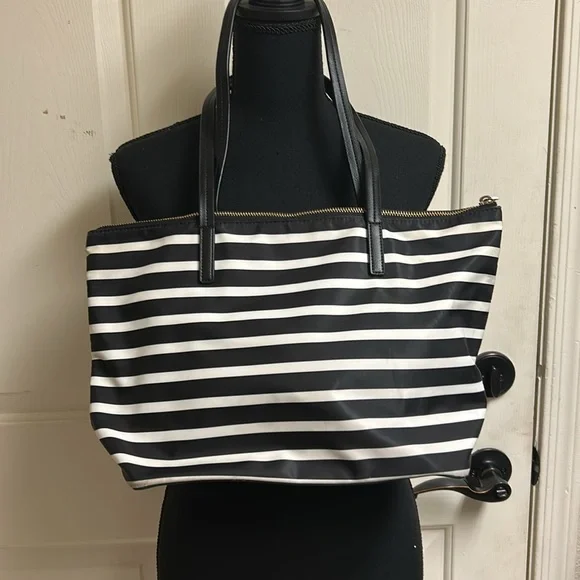 Kate Spade Hayden Sailing Stripe Top Zip Tote, 9"h x 11.5"w x 5"d, Nylon, EUC - Picture 7 of 10